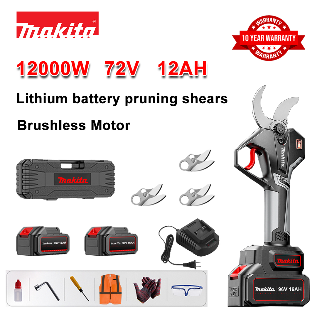 12000W brezkrtačne škarje za obrezovanje z litijevo baterijo + 78V12Ah baterija * 2 + rezilo iz zlitine sk9 * 3 + polnilnik + LED zaslon napajanja + škatla za orodje + mazalno olje + zaščitna očala + 10-letna garancija